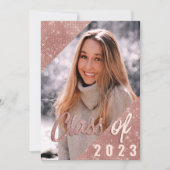 Black Rose Gold Glitzer Border Foto Abschluss Einladung (Vorderseite)