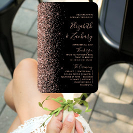 Black Rose Gold Glitzer Dark Wedding Program Fächer