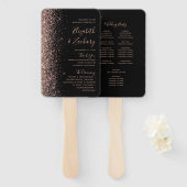 Black Rose Gold Glitzer Dark Wedding Program Fächer (Vorne und Hinten)