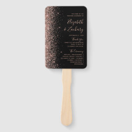 Black Rose Gold Glitzer Dark Wedding Program Fächer