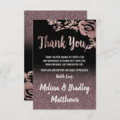 Black Rose Gold Glitzer Floral Vielen Dank Dankeskarte (Vorne/Hinten)