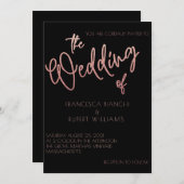 Black & Rose Gold Glitzer Hochzeit Einladung (Vorne/Hinten)
