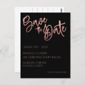 Black & Rose Gold Glitzer Hochzeit speichern das D Postkarte (Vorne/Hinten)