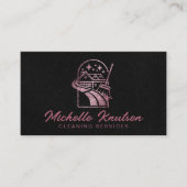 Black Rose Gold Glitzer House Reinigungsservice Visitenkarte (Vorderseite)
