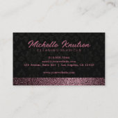 Black Rose Gold Glitzer House Reinigungsservice Visitenkarte (Rückseite)
