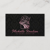 Black Rose Gold Glitzer House Reinigungsservice Visitenkarte (Vorderseite)