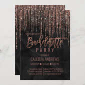 Black Rose Gold Glitzer Pearl Marble Bachelorette Einladung (Vorne/Hinten)