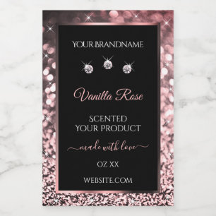 Black Rose Gold Glitzer Produktkennzeichnungen Dia Lebensmitteletikett