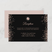 Black Rose Gold Glitzer Script Begleitkarte (Vorne/Hinten)