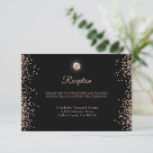 Black Rose Gold Glitzer Script Begleitkarte (Stehend Vorderseite)