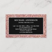 Black Rose Gold Glitzer Tauchlehrer Visitenkarte (Rückseite)