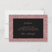 Black Rose Gold Glitzer Tropfen Bridesmaid Einladung (Rückseite)