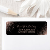 Black Rose Gold Glitzer Wedding Rücksendeadresse (Insitu)