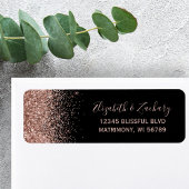 Black Rose Gold Glitzer Wedding Rücksendeadresse
