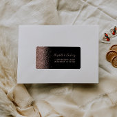 Black Rose Gold Glitzer Wedding Rücksendeadresse