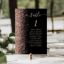 Black Rose Gold Glitzer Wedding Tischnummer