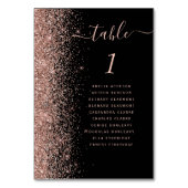 Black Rose Gold Glitzer Wedding Tischnummer (Rückseite)