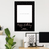 Black & Rose Gold Happy Birthday Foto Frame Prop Poster (Heimbüro)