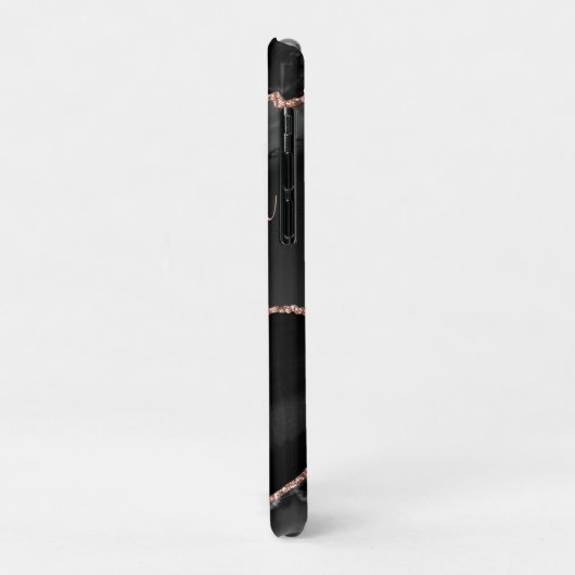 Black & Rose Gold Imitate Glitzer Agate Case-Mate iPhone Hülle (Hinten/Links)