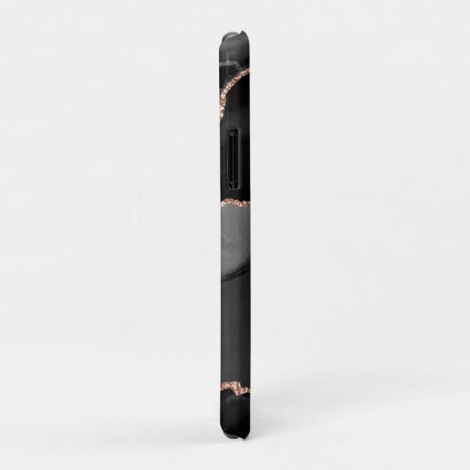 Black & Rose Gold Imitate Glitzer Agate Case-Mate iPhone Hülle (Hinten/Rechts)