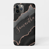 Black & Rose Gold Imitate Glitzer Agate Case-Mate iPhone Hülle (Rückseite)