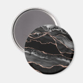 Black Rose Gold Imitate Glitzer Agate Geode Magnet (Vorderseite/Rückseite)
