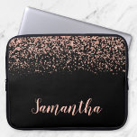 Black Rose Gold Imitate Glitzer Personalisiert Laptopschutzhülle<br><div class="desc">Moderne Schwarz-Rose-Gold-Imitate Glitzer Laptop-Design. Fügen Sie einen Namen für eine benutzerdefinierte Touch hinzu.</div>