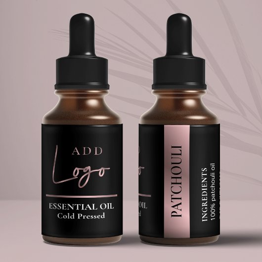 Black & Rose Gold Logo Essential Oil Kleine Flasch