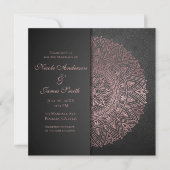 Black & Rose Gold Mandala Elegantes Hochzeitssomme Einladung (Vorderseite)