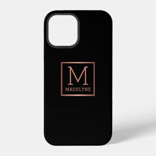 Black Rose Gold Monogram Elegant iPhone 12 Hülle