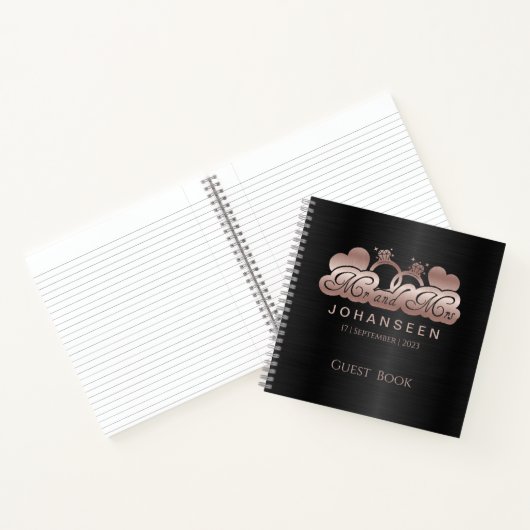 Black Rose Gold Mr. & Mrs. Notizblock (Innenseite)