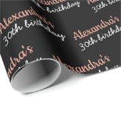 Black Rose Gold Name Age Chic Geburtstag Geschenkpapier (Rolleneckpunkt)