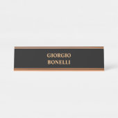 Black Rose Gold Name Minimalistisch Personal Moder Schreibtischnamensplakette (Vorderseite )