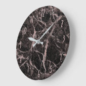 Black & Rose Gold Pink Glitter Marble Glam Trendy Große Wanduhr (Winkel)
