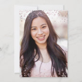 Black Rose Gold Pink Glitzer Graduation Party Ankündigung (Rückseite)