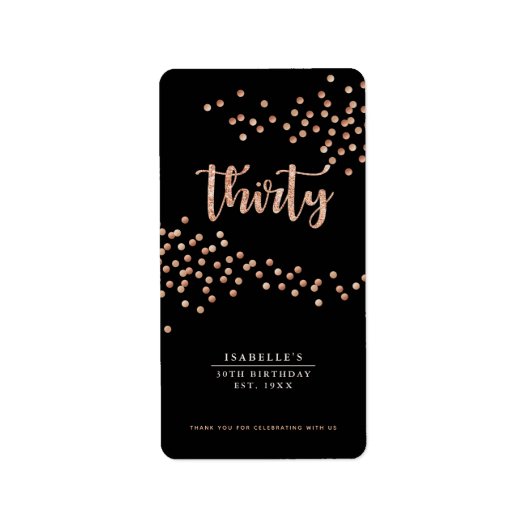 Black & Rose Gold Polka Dot Custom Gevor Label Adressaufkleber (Vorne)