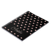 Black Rose Gold Polka Dot Hört Personalisiert Notizblock (Linke Seite)