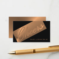 Black & Rose Gold Script "Cheers" Drink Ticket