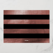 Black & Rose Gold Script Überraschung Party Folieneinladung (Rückseite)