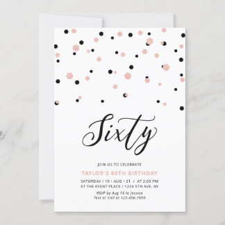 Black & Rose Gold Simple 60. Geburtstagsparty Einladung