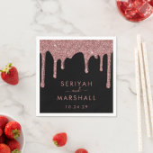 Black Rose Gold Sparkle Glitzer Tropfen Hochzeit Serviette (Beispiel)