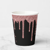 Black Rose Gold Sparkone Glitzer Tropfen Geburtsta Pappbecher (Links)
