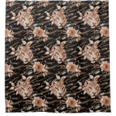 Black Rose Gold Tiger Floral Duschvorhang (Vorderseite)