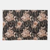 Black Rose Gold Tiger Floral Geschirrtuch (Horizontal)