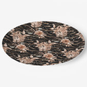 Black Rose Gold Tiger Floral Pappteller (Schrägansicht)