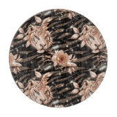 Black Rose Gold Tiger Floral Schneidebrett (Vorderseite)