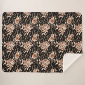 Black Rose Gold Tiger Floral Sherpadecke (Vorderseite (Horizontal))