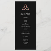Black Rose Gold Trinity Celtic Knot Wedding Menu Menükarte (Vorderseite)