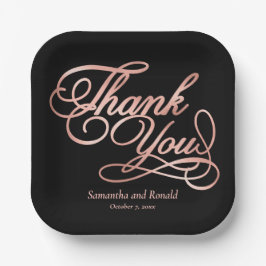 Black & Rose Gold Vielen Dank für Ihre kalligraphi Pappteller