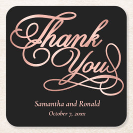 Black & Rose Gold Vielen Dank für Ihre kalligraphi Rechteckiger Pappuntersetzer